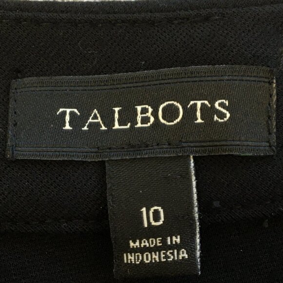 Talbots Long Sleeve Shift V-Neck Sheath Dress in Black Size 10 EXCELLENT - Picture 8 of 8